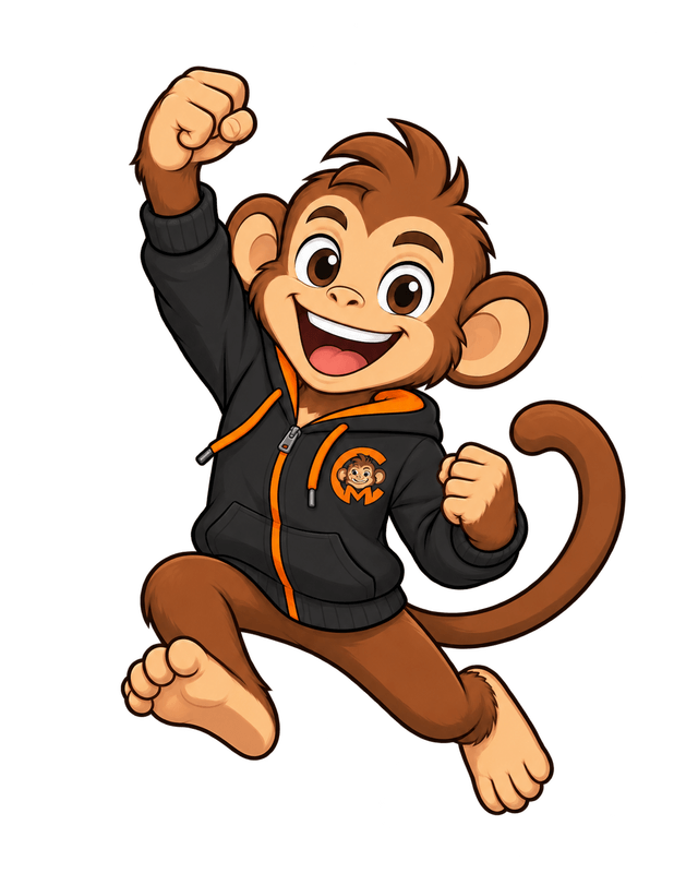 Masti the Monkey jumping with excitement