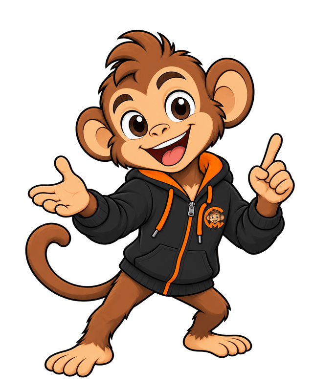Masti the Monkey, the Chess Masti coach, saying hello